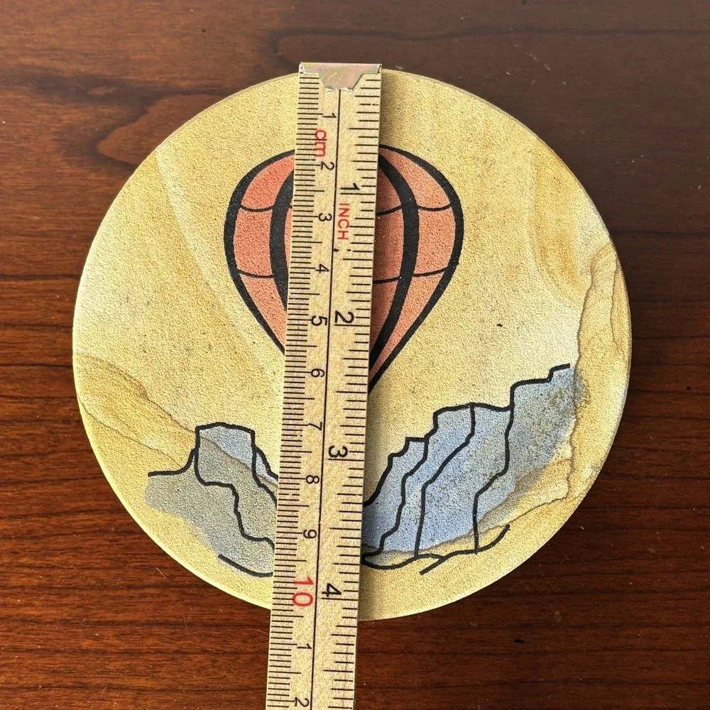 Set(4) Thirstystone Hot Air Balloon Coasters Natural Sandstone w/Cork Back